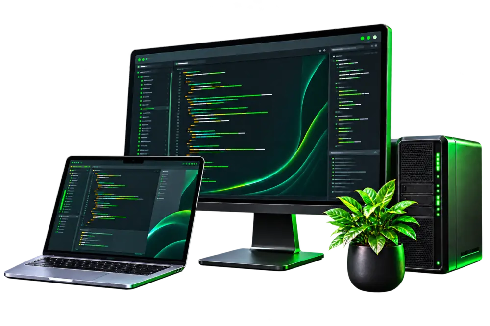 Computadora con la identidad visual de Jovaryn Systems
